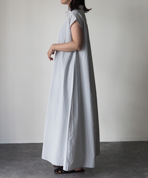 Riberry（リベリー）の「ストライプノースリシャツワンピース（シャツワンピース・レディース・オフホワイト/ラベンダー/ブラック・MEDIUM）」の7枚目の写真