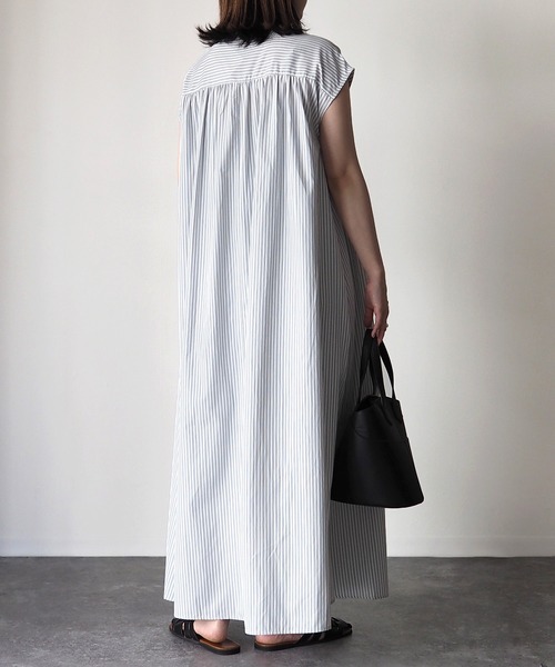 Riberry（リベリー）の「ストライプノースリシャツワンピース（シャツワンピース・レディース・オフホワイト/ラベンダー/ブラック・MEDIUM）」の11枚目の写真