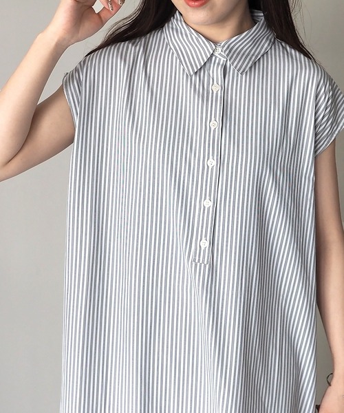 Riberry（リベリー）の「ストライプノースリシャツワンピース（シャツワンピース・レディース・オフホワイト/ラベンダー/ブラック・MEDIUM）」の20枚目の写真