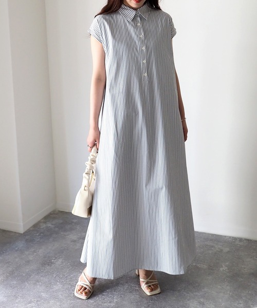 Riberry（リベリー）の「ストライプノースリシャツワンピース（シャツワンピース・レディース・オフホワイト/ラベンダー/ブラック・MEDIUM）」の21枚目の写真