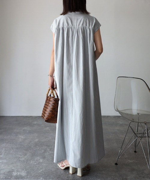 Riberry（リベリー）の「ストライプノースリシャツワンピース（シャツワンピース・レディース・オフホワイト/ラベンダー/ブラック・MEDIUM）」の12枚目の写真