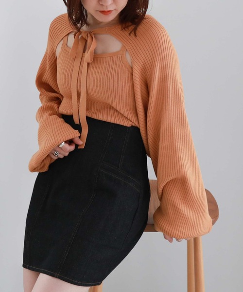 archives（アルシーヴ）の「２ＷＡＹショートドルマンボレロ（カーディガン/ボレロ・レディース・グリーン/オレンジ/オフホワイト/ブラック・MEDIUM）」の17枚目の写真