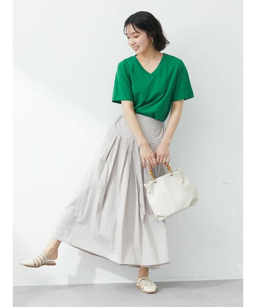 Green　Parks（グリーンパークス）の「汗染み防止 VネックTシャツ（Tシャツ/カットソー・レディース・ダークネイビー/ライトグレー/グリーン/ブルー/オフホワイト/ピンク・S/M）」の7枚目の写真