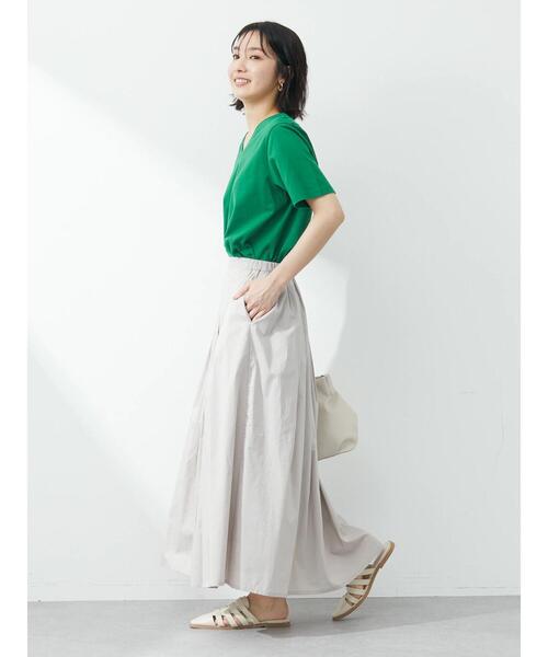 Green　Parks（グリーンパークス）の「汗染み防止 VネックTシャツ（Tシャツ/カットソー・レディース・ダークネイビー/ライトグレー/グリーン/ブルー/オフホワイト/ピンク・S/M）」の8枚目の写真