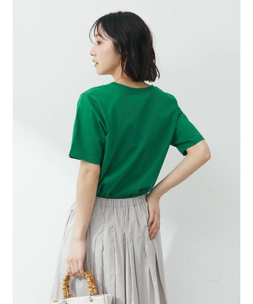 Green　Parks（グリーンパークス）の「汗染み防止 VネックTシャツ（Tシャツ/カットソー・レディース・ダークネイビー/ライトグレー/グリーン/ブルー/オフホワイト/ピンク・S/M）」の11枚目の写真
