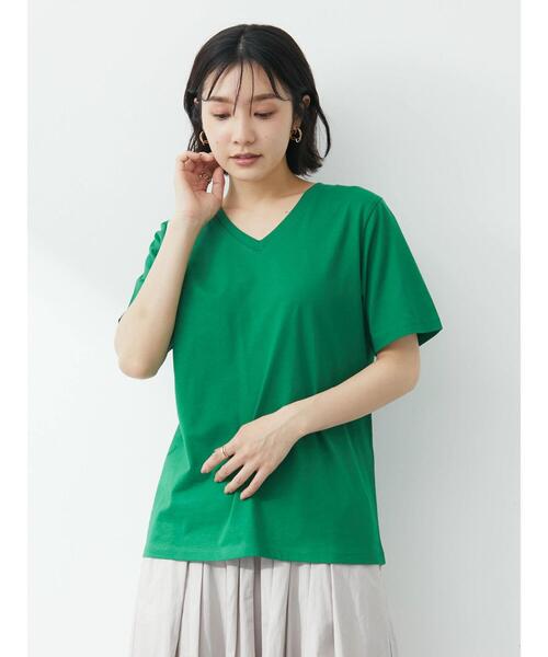 Green　Parks（グリーンパークス）の「汗染み防止 VネックTシャツ（Tシャツ/カットソー・レディース・ダークネイビー/ライトグレー/グリーン/ブルー/オフホワイト/ピンク・S/M）」の12枚目の写真