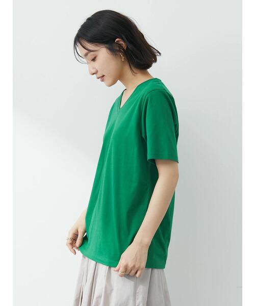 Green　Parks（グリーンパークス）の「汗染み防止 VネックTシャツ（Tシャツ/カットソー・レディース・ダークネイビー/ライトグレー/グリーン/ブルー/オフホワイト/ピンク・S/M）」の13枚目の写真