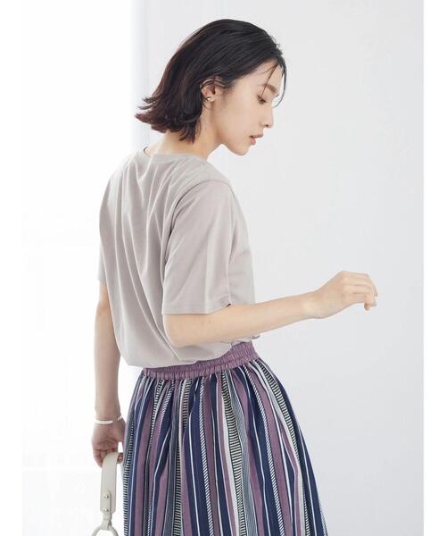 Green　Parks（グリーンパークス）の「汗染み防止 VネックTシャツ（Tシャツ/カットソー・レディース・ダークネイビー/ライトグレー/グリーン/ブルー/オフホワイト/ピンク・S/M）」の20枚目の写真