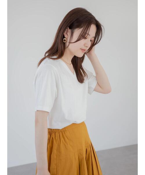 Green　Parks（グリーンパークス）の「汗染み防止 VネックTシャツ（Tシャツ/カットソー・レディース・ダークネイビー/ライトグレー/グリーン/ブルー/オフホワイト/ピンク・S/M）」の22枚目の写真