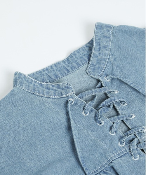 La-gemme(ラジェム)の「レースアップブラウス(シャツ/ブラウス・レディース・ライトブルー/ブラック系その他/ダークブルー・フリー)」の20枚目の写真