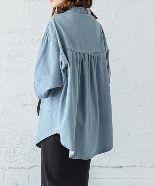 La-gemme(ラジェム)の「レースアップブラウス(シャツ/ブラウス・レディース・ライトブルー/ブラック系その他/ダークブルー・フリー)」の4枚目の写真