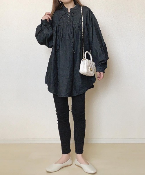 La-gemme(ラジェム)の「レースアップブラウス(シャツ/ブラウス・レディース・ライトブルー/ブラック系その他/ダークブルー・フリー)」の14枚目の写真