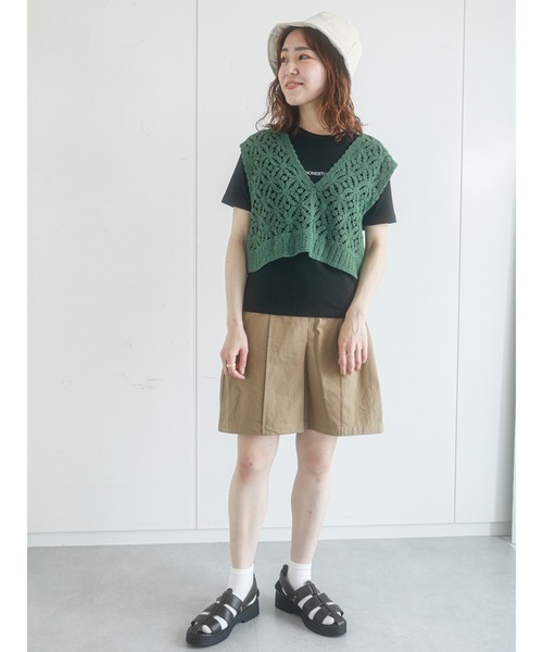 ehka sopo（エヘカソポ）の「ハイウエストショートパンツ（その他パンツ・レディース・ベージュ/キナリ/グリーン・ﾌﾘ-）」の6枚目の写真