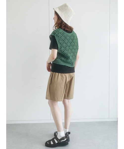 ehka sopo（エヘカソポ）の「ハイウエストショートパンツ（その他パンツ・レディース・ベージュ/キナリ/グリーン・ﾌﾘ-）」の7枚目の写真