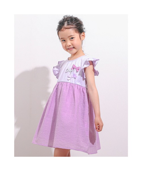 セール Slapslip リボンドビーリップル切り替えワンピース 80 130cm ワンピース Slap Slip スラップスリップ のファッション通販 Zozotown