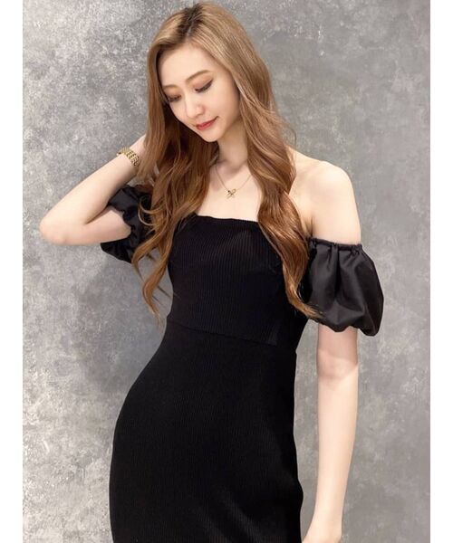 GYDA（ジェイダ）の「バッククロス オフショルニットワンピース（ワンピース・レディース・ブラック/ベージュ・FREE）」の16枚目の写真