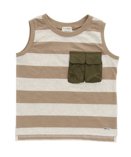 F.O.KIDS（エフオーキッズ）の「ボーダーノースリーブ（タンクトップ・キッズ・チャコール/ネイビー/カーキ/ブラウン・80/110/130/95/140/100/120/90）」の3枚目の写真