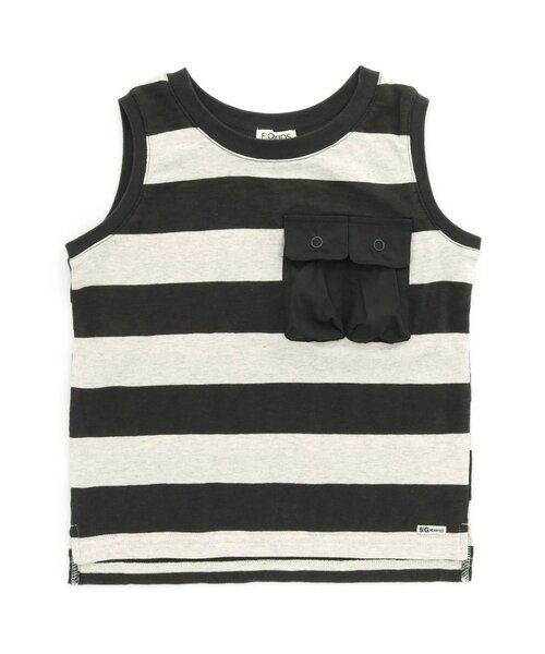 F.O.KIDS（エフオーキッズ）の「ボーダーノースリーブ（タンクトップ・キッズ・チャコール/ネイビー/カーキ/ブラウン・80/110/130/95/140/100/120/90）」の2枚目の写真