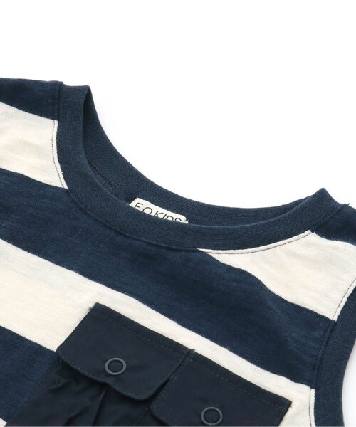 F.O.KIDS（エフオーキッズ）の「ボーダーノースリーブ（タンクトップ・キッズ・チャコール/ネイビー/カーキ/ブラウン・80/110/130/95/140/100/120/90）」の5枚目の写真