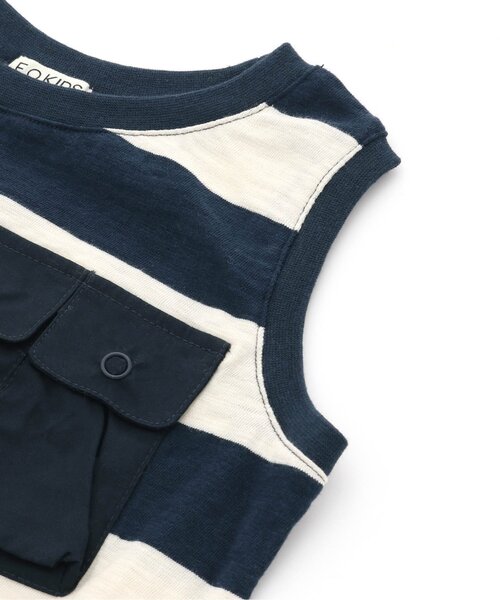 F.O.KIDS（エフオーキッズ）の「ボーダーノースリーブ（タンクトップ・キッズ・チャコール/ネイビー/カーキ/ブラウン・80/110/130/95/140/100/120/90）」の6枚目の写真