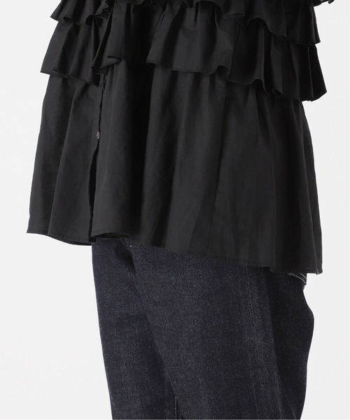 【美品】iena la boucle＊コットンフリルブラウス＊グリーン IENA LA BOUCLE コットンフリルブラウス（シャツ/ブラウス