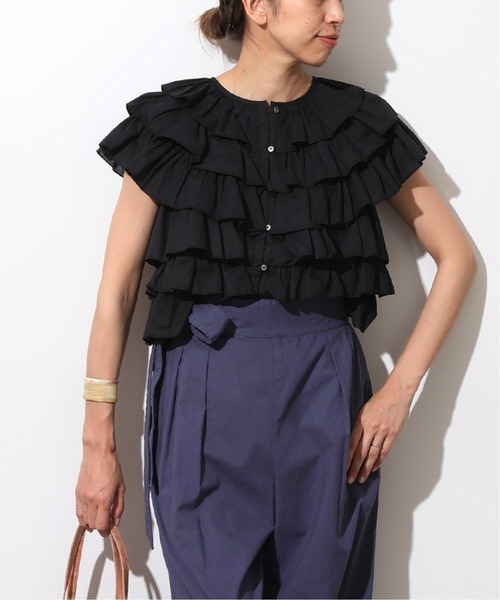 IENA LA BOUCLE(イエナラブークル)の「IENA LA BOUCLE コットンフリルブラウス(シャツ/ブラウス・レディース・ブラック/グリーン・FREE)」の21枚目の写真