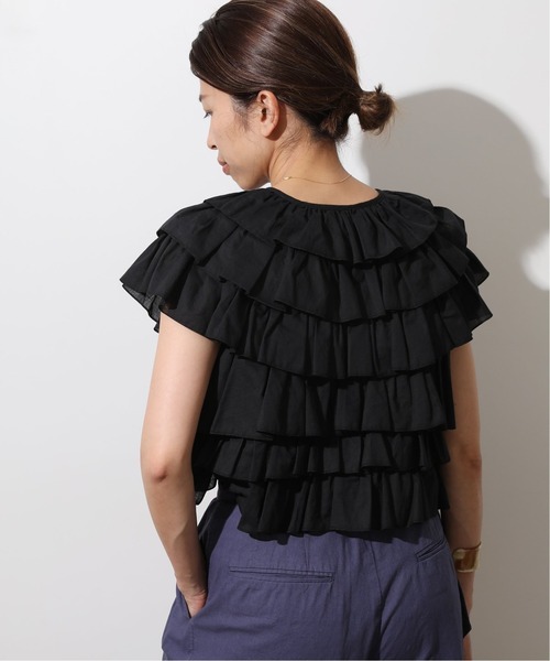 【美品】IENA イエナラブークル フリル リネン シャツ ブラウス 23年 IENA LA BOUCLE コットンフリルブラウス（シャツ/ブラウス