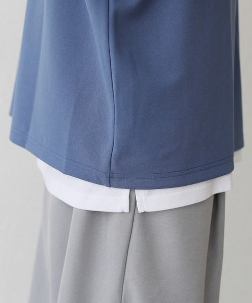 ETELIO（エテリオ）の「【2点セット】梨地ポケット付きクルーロングスリーブTシャツ ＆ 半袖Tシャツアンサンブルセット（Tシャツ/カットソー・メンズ・ブラック/ブルー/ワインレッド/ホワイト×ブラック/ブラック×ホワイト/ブルーグリーン/アッシュ/グリーン系/ホワイト・S/M/L）」の16枚目の写真