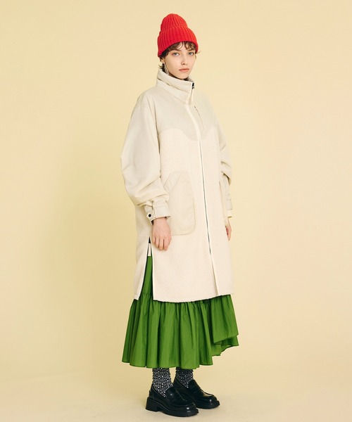 LANVIN en Bleu(ランバンオンブルー)の「【ヒートナビ使用】ツイルコンビボアロングコート(ダウンジャケット/コート・レディース・オフホワイト/カーキ・38/36)」の17枚目の写真