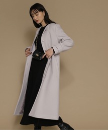 NATURAL BEAUTY BASIC | バックフレアロングコート(ノーカラーコート)