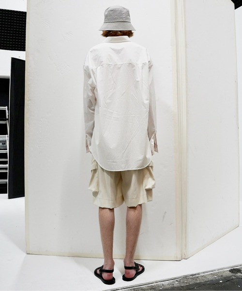 UNDECORATED（アンデコレイテッド）の「UNDECORATED アンデコレイテッド / Suvin Cotton Seersucker Hat スビンコットン シアサッカーバケットハット  / UDS23904（ハット・メンズ・ブラック/ストライプ・1/3）」の4枚目の写真