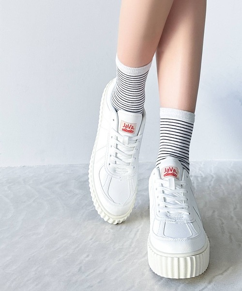 Java（ジャバ）の「《JaVa ジャバ別注》気分も3.5cmUP！オールシーズン使える主役級シューズ。 RETRO BERG（レトロバーグ)　厚底スニーカー（スニーカー・レディース・ホワイト/ブラック/ブラウン/ベージュ系その他/ホワイト系その他/グレー/ブルー・SMALL/MEDIUM/LARGE/X-LARGE/XX-LARGE/XXX-LARGE）」の11枚目の写真