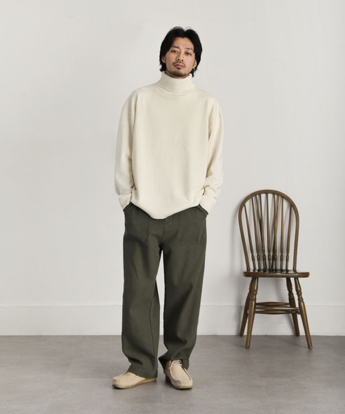 ZIP FIVE（ジップファイブ）の「【ZIP FIVE】 ベーシック オーバー タートルネック ニット / セーター（ニット/セーター・メンズ・ブラック/ダークグリーン/ベージュ/ネイビー/グレー/アイボリー・MEDIUM/LARGE/X-LARGE）」の12枚目の写真