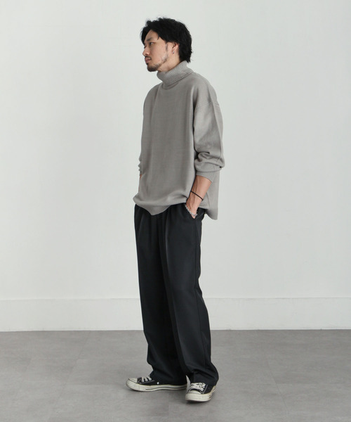 ZIP FIVE（ジップファイブ）の「【ZIP FIVE】 ベーシック オーバー タートルネック ニット / セーター（ニット/セーター・メンズ・ブラック/ダークグリーン/ベージュ/ネイビー/グレー/アイボリー・MEDIUM/LARGE/X-LARGE）」の8枚目の写真