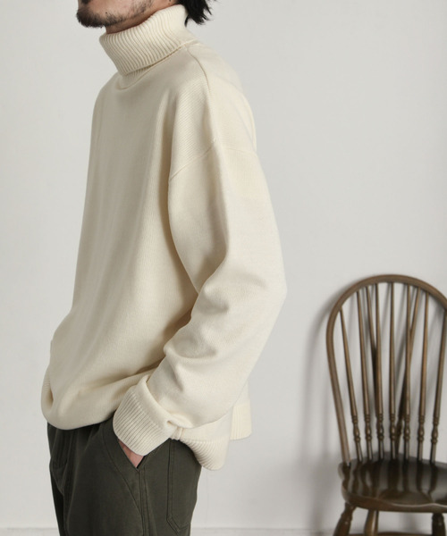 ZIP FIVE（ジップファイブ）の「【ZIP FIVE】 ベーシック オーバー タートルネック ニット / セーター（ニット/セーター・メンズ・ブラック/ダークグリーン/ベージュ/ネイビー/グレー/アイボリー・MEDIUM/LARGE/X-LARGE）」の22枚目の写真