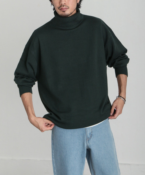 ZIP FIVE（ジップファイブ）の「【ZIP FIVE】 ベーシック オーバー タートルネック ニット / セーター（ニット/セーター・メンズ・ブラック/ダークグリーン/ベージュ/ネイビー/グレー/アイボリー・MEDIUM/LARGE/X-LARGE）」の14枚目の写真