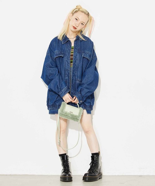 X-girl（エックスガール）の「FAUX MOUTON 2WAY MINI BAG（ショルダーバッグ・レディース・ブラック/ライトグリーン・ONE SIZE）」の9枚目の写真