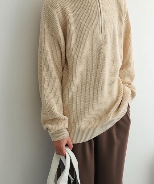 SENSE OF PLACE by URBAN RESEARCH（センスオブプレイスバイアーバンリサーチ）の「『イージーケア』ハーフZIPセーター（ニット/セーター・メンズ・チャコールグレー/カーキ/ライトベージュ・MEDIUM/LARGE）」の8枚目の写真