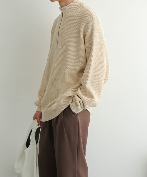 SENSE OF PLACE by URBAN RESEARCH（センスオブプレイスバイアーバンリサーチ）の「『イージーケア』ハーフZIPセーター（ニット/セーター・メンズ・チャコールグレー/カーキ/ライトベージュ・MEDIUM/LARGE）」の9枚目の写真