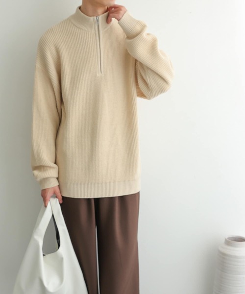 SENSE OF PLACE by URBAN RESEARCH（センスオブプレイスバイアーバンリサーチ）の「『イージーケア』ハーフZIPセーター（ニット/セーター・メンズ・チャコールグレー/カーキ/ライトベージュ・MEDIUM/LARGE）」の10枚目の写真