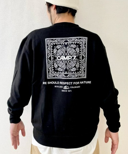 CAMP7（キャンプセブン）の「【CAMP7】ペイズリークルースウェット（スウェット・メンズ・ブラック/オリーブ/グレー・M/L/XL/S）」の2枚目の写真