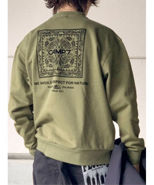 CAMP7（キャンプセブン）の「【CAMP7】ペイズリークルースウェット（スウェット・メンズ・ブラック/オリーブ/グレー・M/L/XL/S）」の18枚目の写真