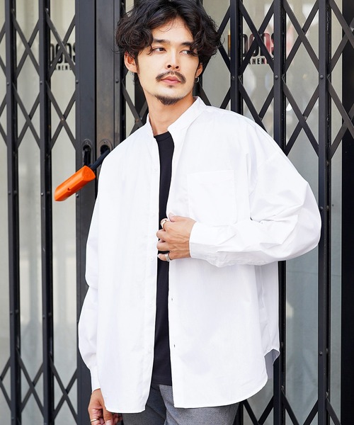 jiggys shop（ジギーズショップ）の「バンドカラーブロードリラックスシルエットシャツ（シャツ/ブラウス・メンズ・ホワイト/グレー系その他/ブルー系その他2/ホワイト系その他/ブルー系その他/グリーン/ブラック・MEDIUM/LARGE/X-LARGE）」の3枚目の写真