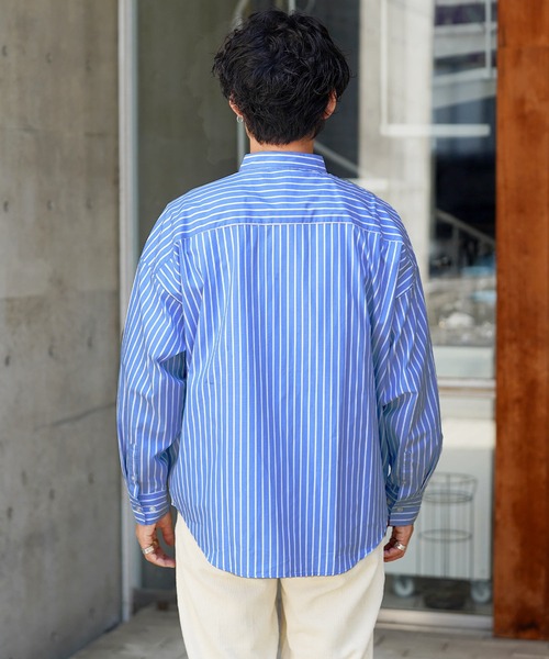 jiggys shop（ジギーズショップ）の「バンドカラーブロードリラックスシルエットシャツ（シャツ/ブラウス・メンズ・ホワイト/グレー系その他/ブルー系その他2/ホワイト系その他/ブルー系その他/グリーン/ブラック・MEDIUM/LARGE/X-LARGE）」の12枚目の写真