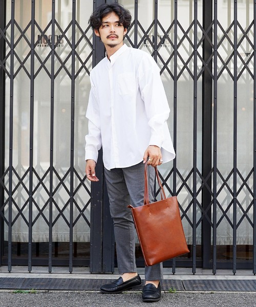 jiggys shop（ジギーズショップ）の「バンドカラーブロードリラックスシルエットシャツ（シャツ/ブラウス・メンズ・ホワイト/グレー系その他/ブルー系その他2/ホワイト系その他/ブルー系その他/グリーン/ブラック・MEDIUM/LARGE/X-LARGE）」の14枚目の写真
