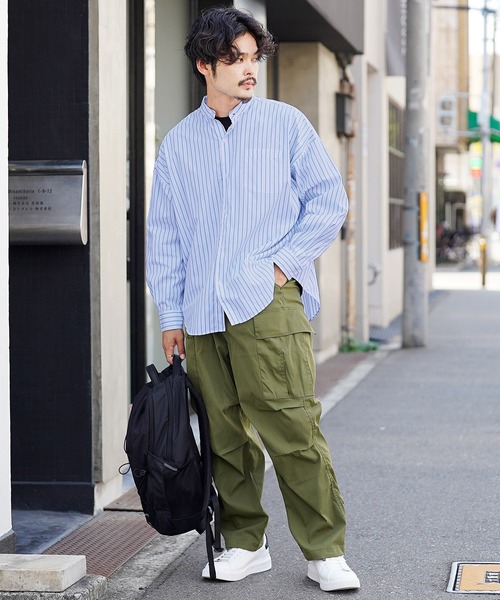 jiggys shop（ジギーズショップ）の「バンドカラーブロードリラックスシルエットシャツ（シャツ/ブラウス・メンズ・ホワイト/グレー系その他/ブルー系その他2/ホワイト系その他/ブルー系その他/グリーン/ブラック・MEDIUM/LARGE/X-LARGE）」の16枚目の写真