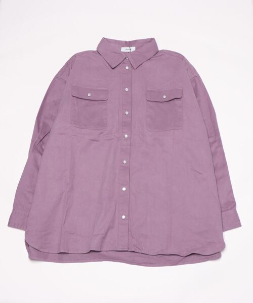 FIG&VIPER(フィグアンドバイパー)の「オーバールーズコットンシャツ(シャツ/ブラウス・レディース・ブラウン/パープル・FREE)」の3枚目の写真