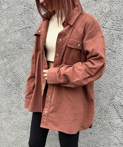 FIG&VIPER(フィグアンドバイパー)の「オーバールーズコットンシャツ(シャツ/ブラウス・レディース・ブラウン/パープル・FREE)」の5枚目の写真