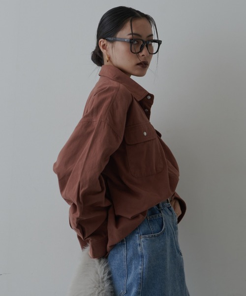 FIG&VIPER(フィグアンドバイパー)の「オーバールーズコットンシャツ(シャツ/ブラウス・レディース・ブラウン/パープル・FREE)」の20枚目の写真