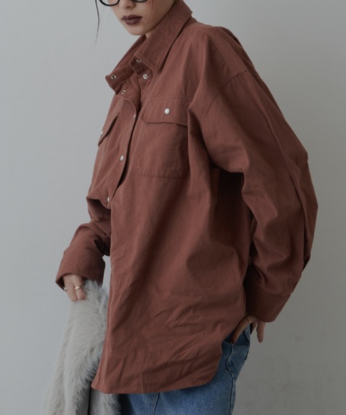 FIG&VIPER(フィグアンドバイパー)の「オーバールーズコットンシャツ(シャツ/ブラウス・レディース・ブラウン/パープル・FREE)」の12枚目の写真